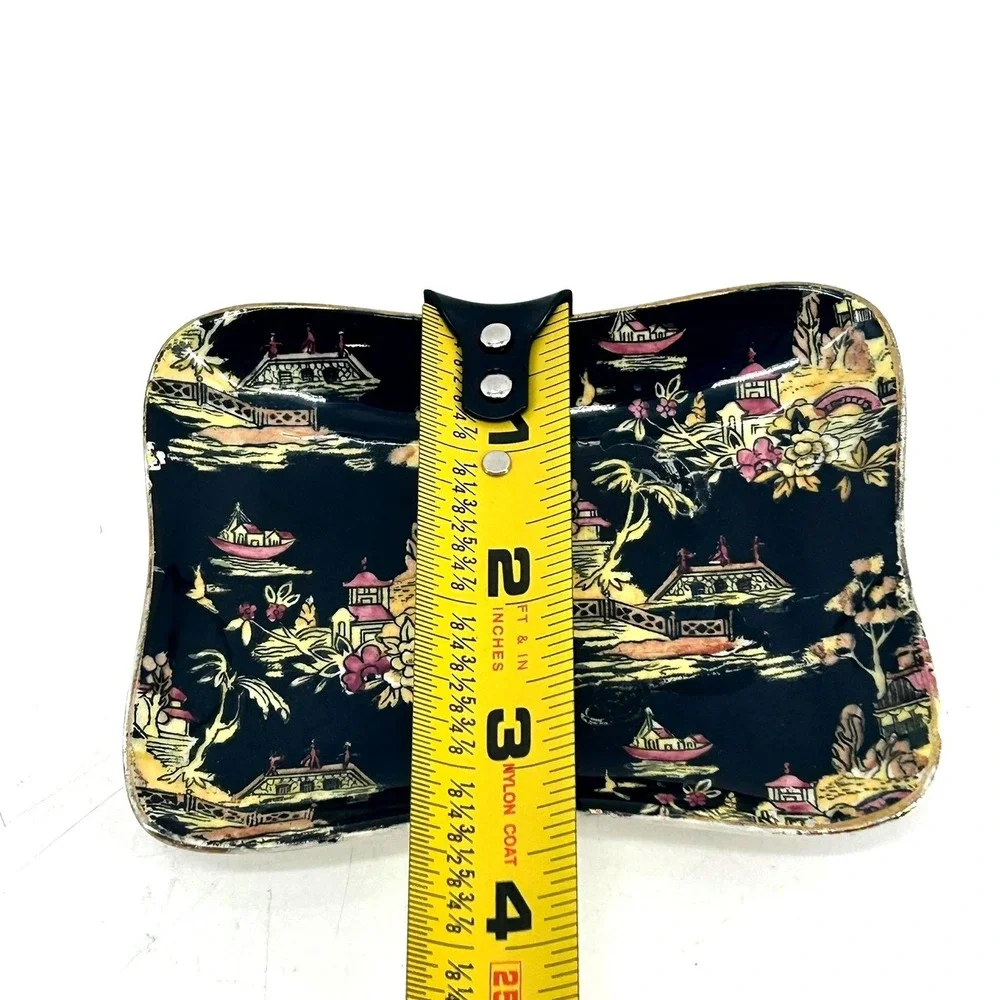 Royal Winton Pekin Grimwades Chinoiserie Pin Tray Trinket Dish Black AsianPagoda